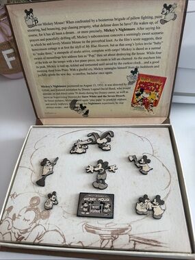 Vintage mickey Mouse “mickeys nightmare”Enamel Pin Set